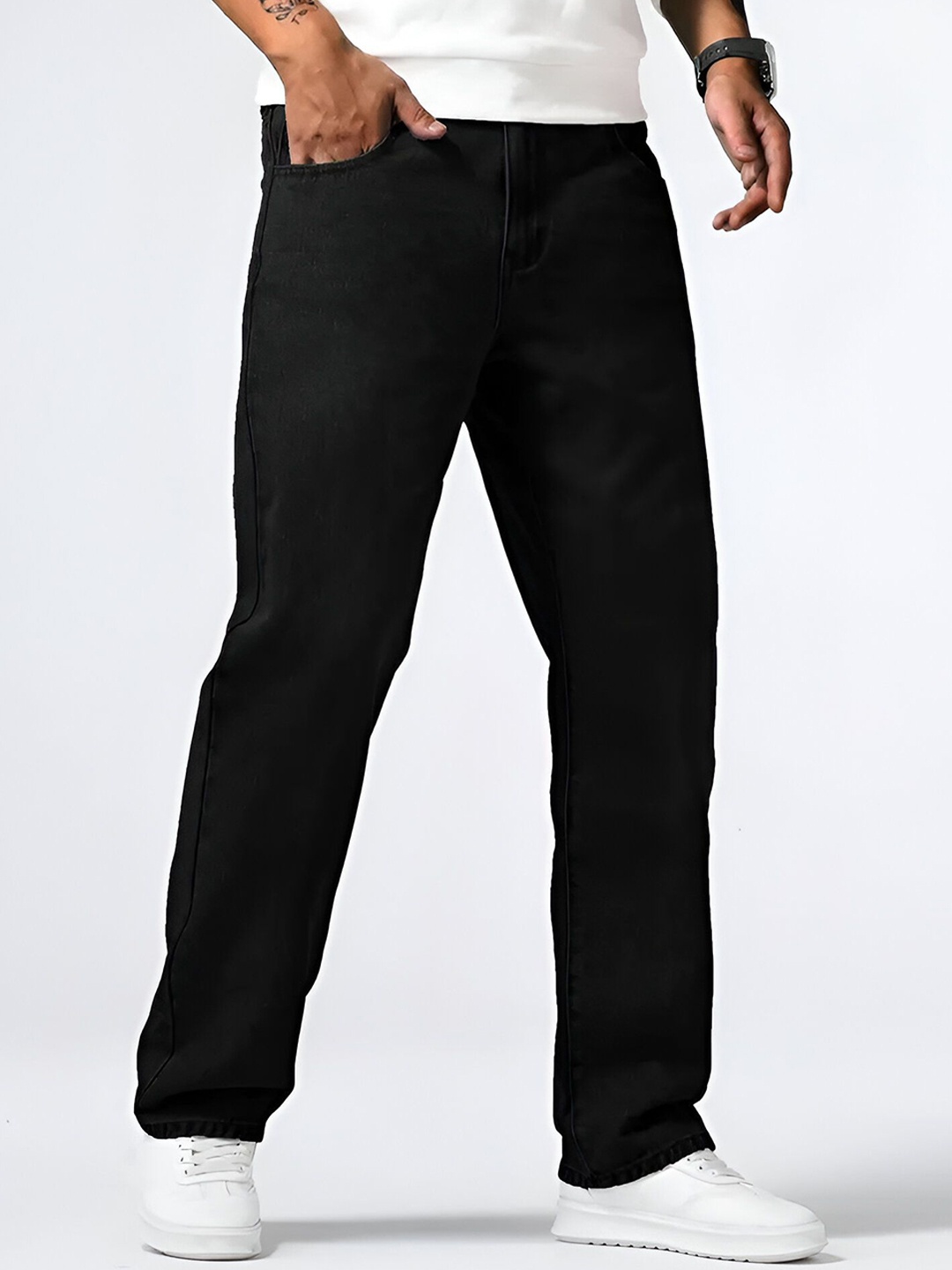 

THIRD QUADRANT QuadSlim Men Straight Fit Stretchable Jeans, Black