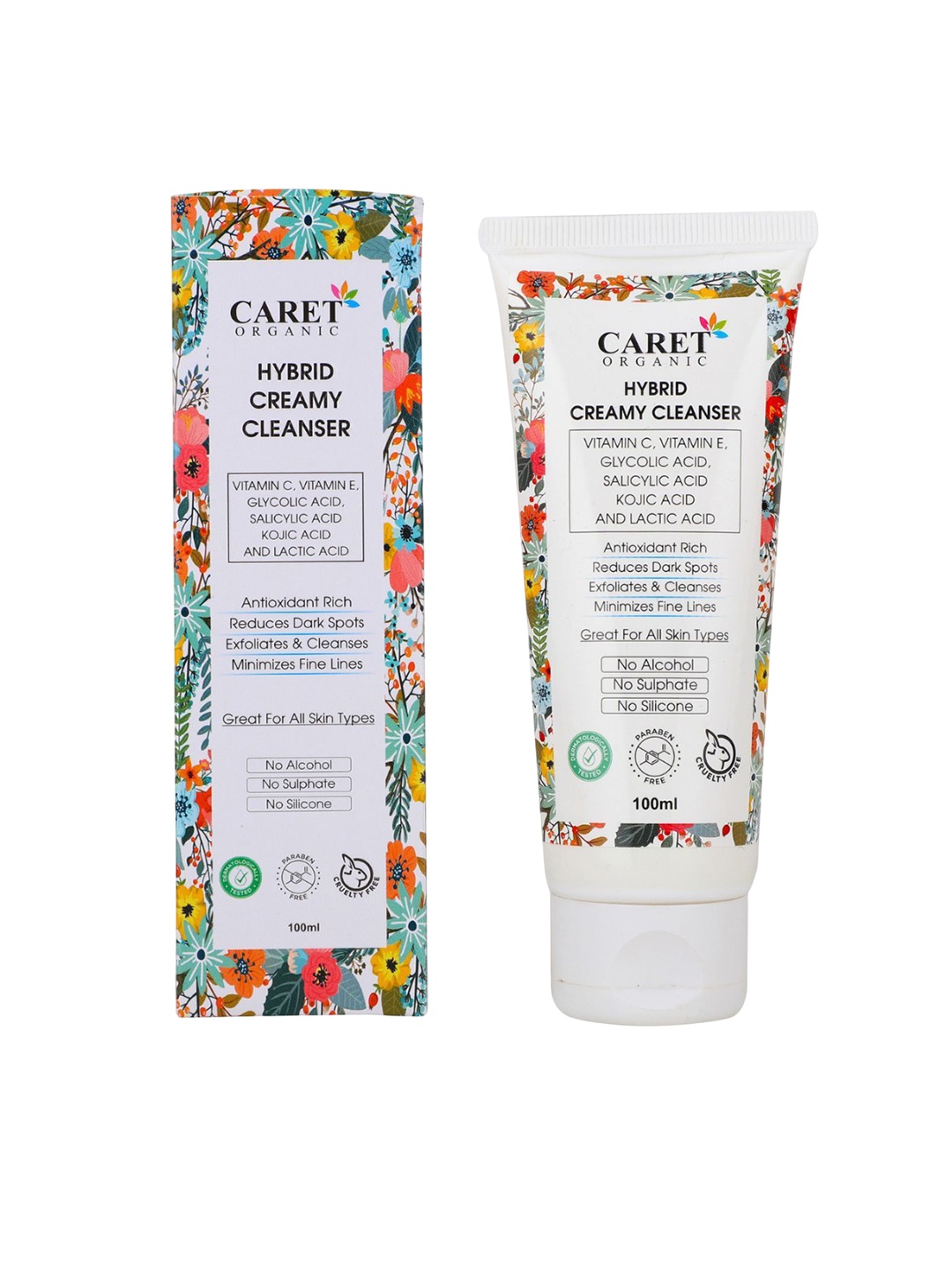 

CARET ORGANIC Set Of 2 Glowing Glutathione Soap-75 g & Pigmentation Hybrid Cleanser - 100g, White