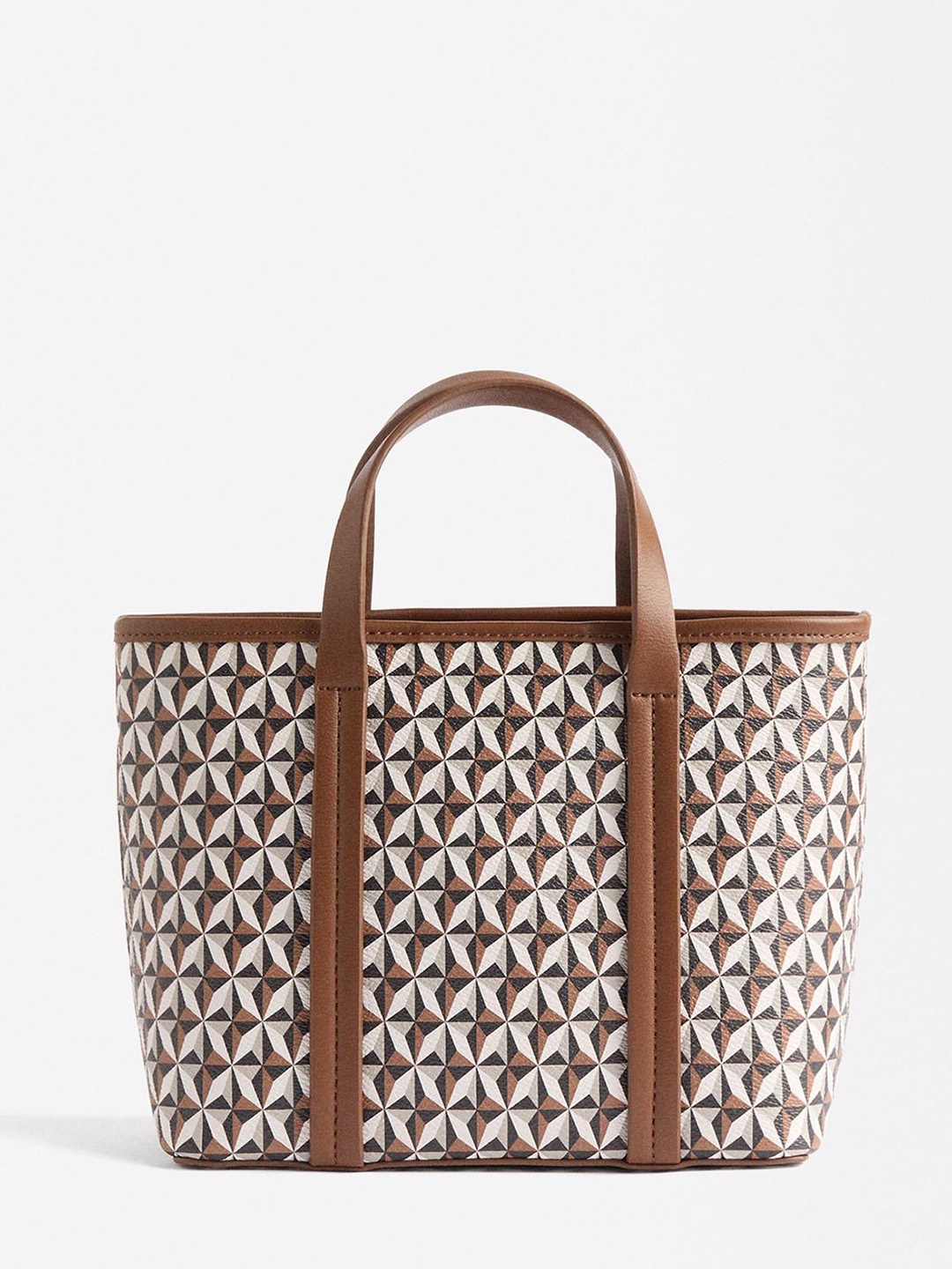 

PARFOIS Geometric Printed Handheld Bag, Brown