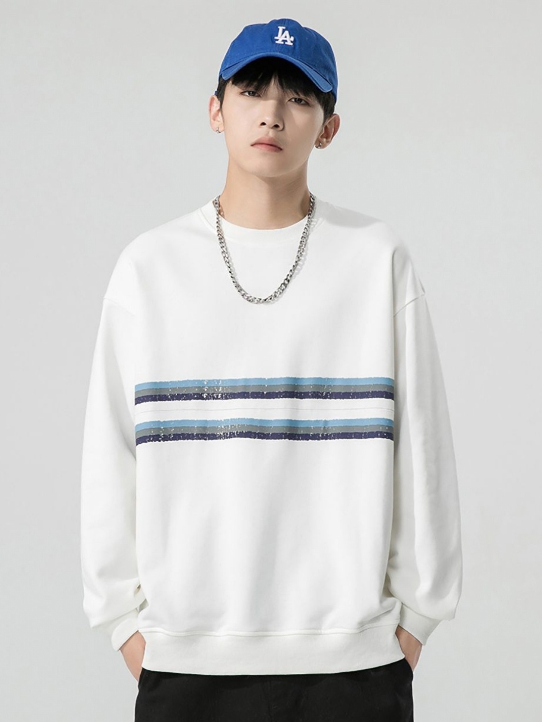 

StyleCast x Revolte Men Geometric Printed Cotton Pullover Sweatshirt, White