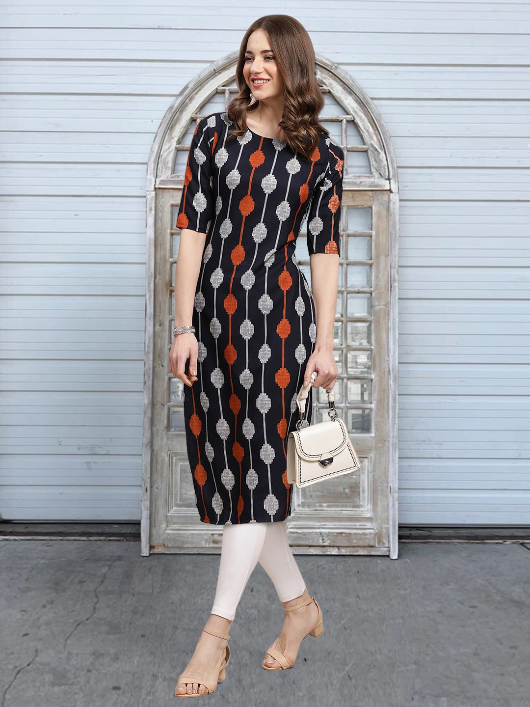 

Moda Rapido Printed Straight Kurta, Black