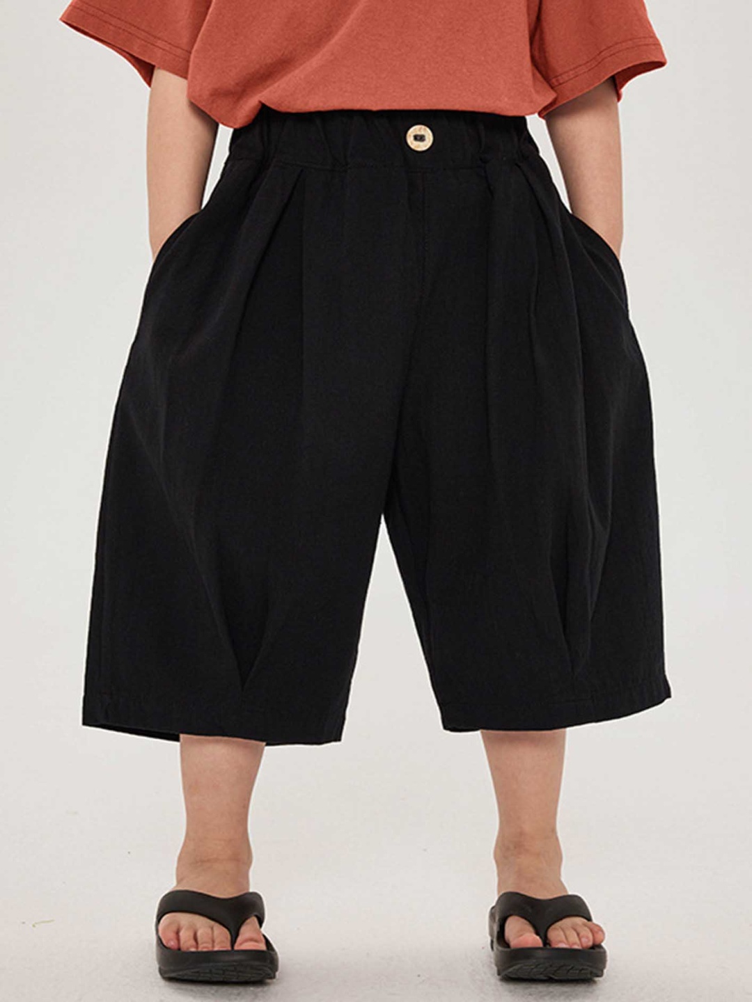 

LULU & SKY Boys Loose Fit Culottes Trousers, Black