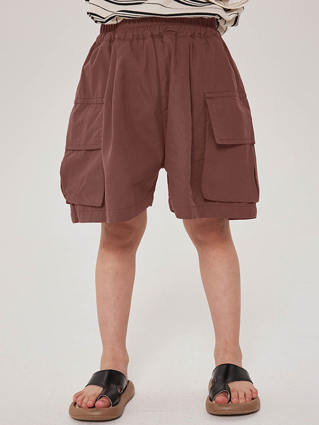 

LULU & SKY Boys Loose Fit High-Rise Shorts, Maroon