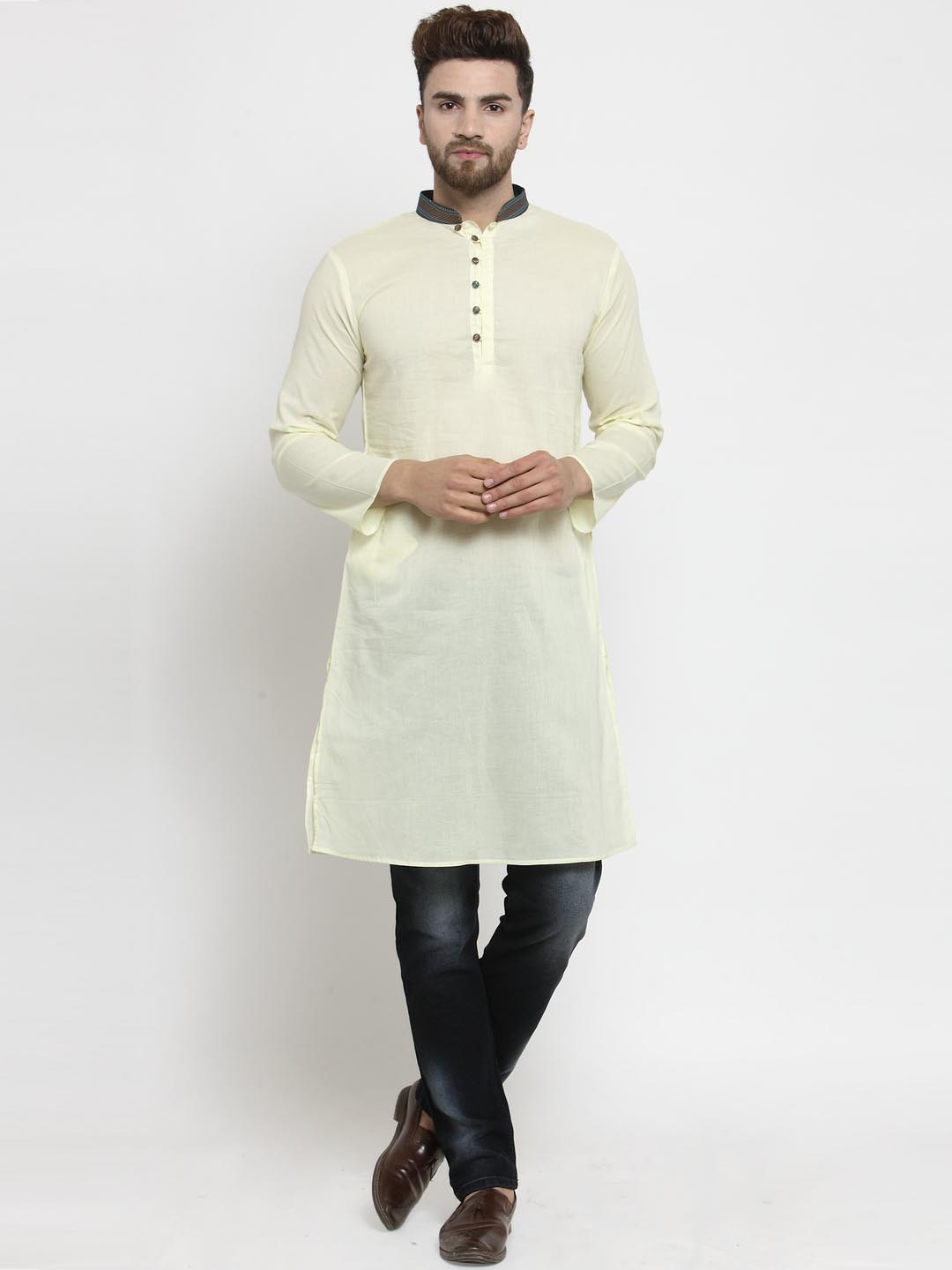 

Moda Rapido Men Mandarin Collar Straight Kurta, Yellow