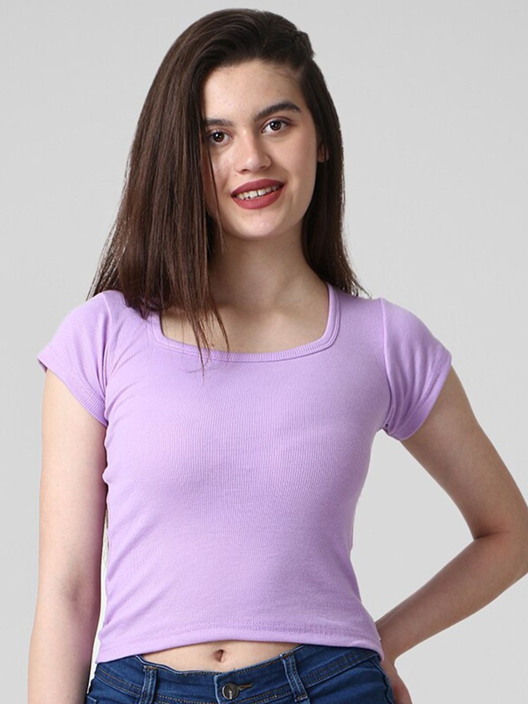 

Sizi Women Cotton Fitted Crop Top, Purple