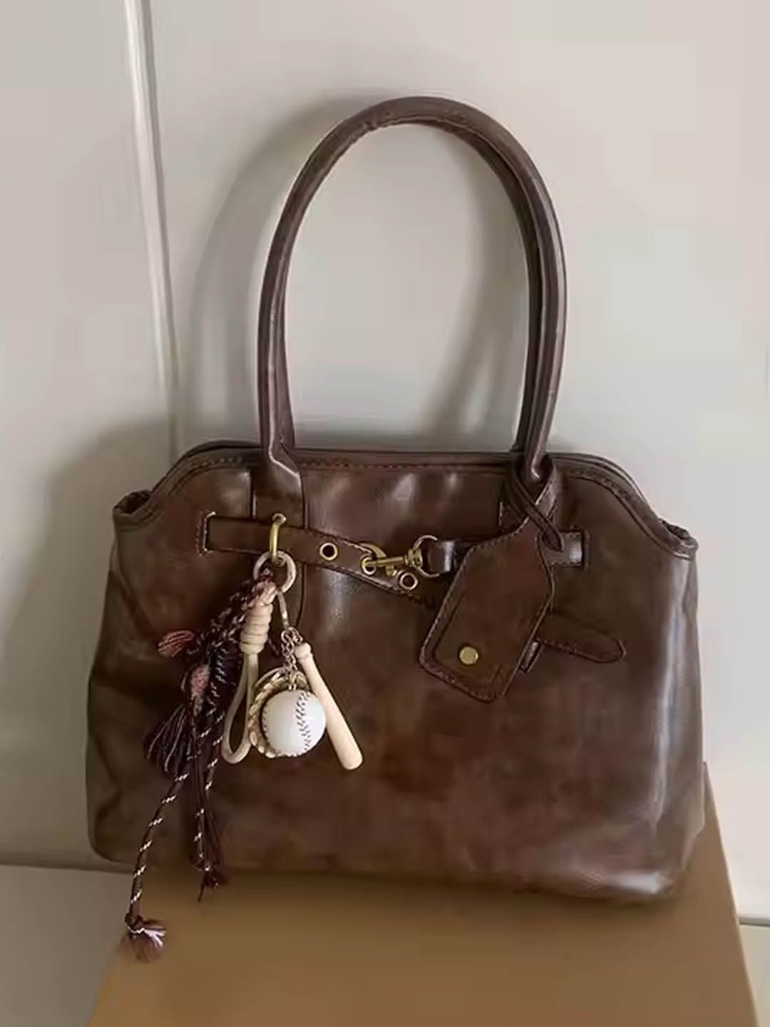 

StyleCast Structured Handheld Bag with Tasselled, Brown