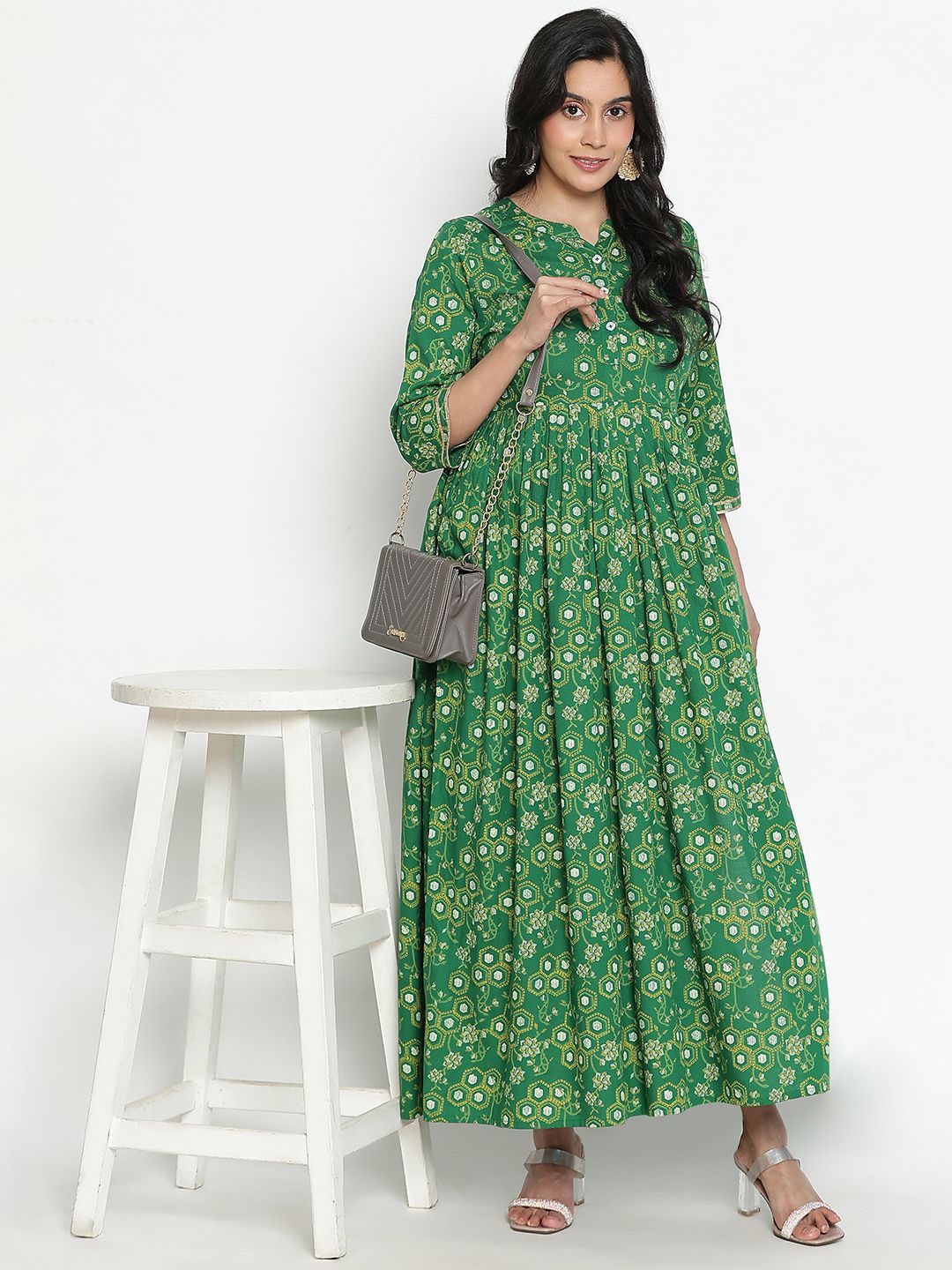 

TOLIKE Floral Print A-Line Maxi Dress, Green