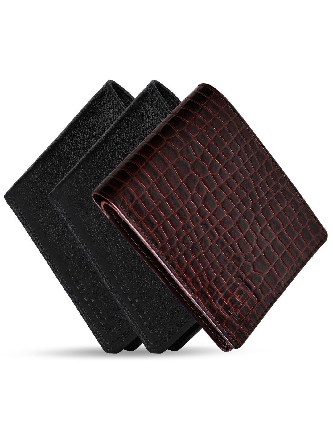 

Hayes London Men Wallets Pack of 3 Genuine Leather with RFID Blocking Combo, Black