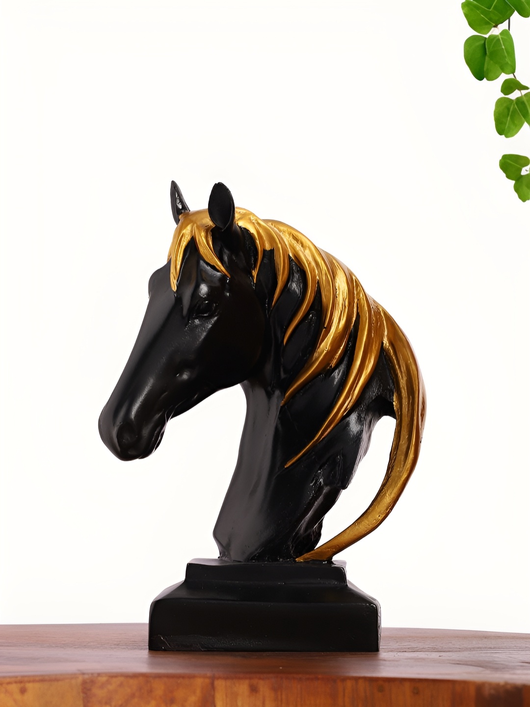 

INTERNATIONAL GIFT Animal Showpiece Black And Gold-Toned Horse Animal Figurine Showpiece