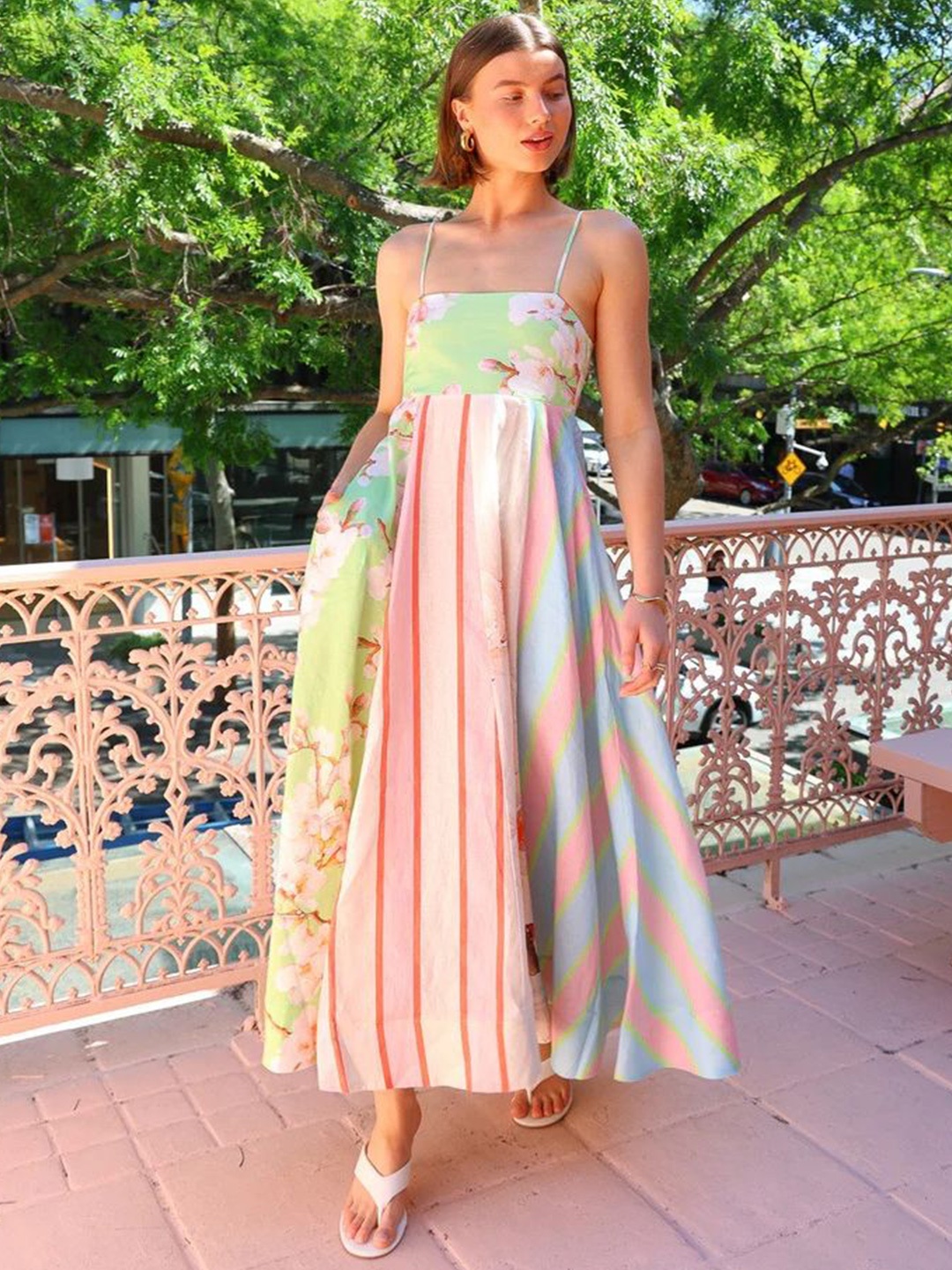 

LULU & SKY Women Striped Maxi Dress, Green