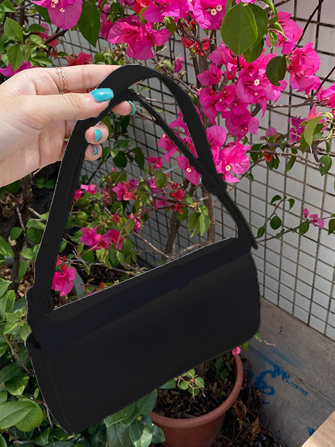 

StyleCast Floral Textured Structured Tote Bag, Black
