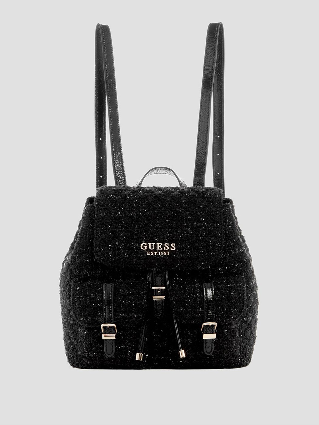 

GUESS Women Self-Design Adam Flap Backpack, Black