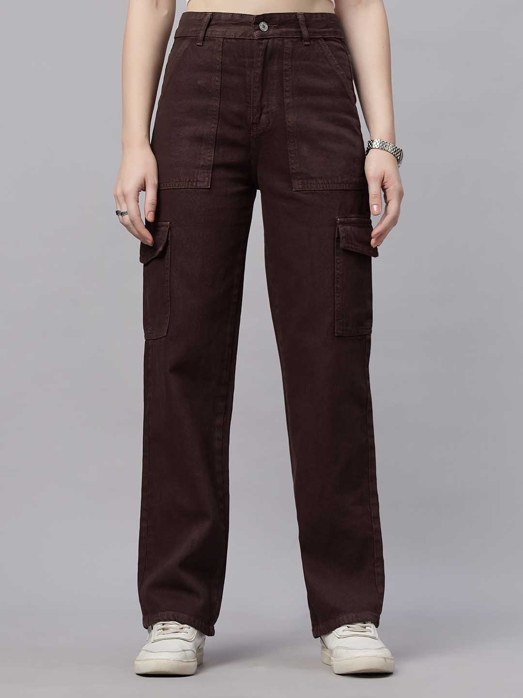 

ZUYA Women Straight Fit Jeans, Brown