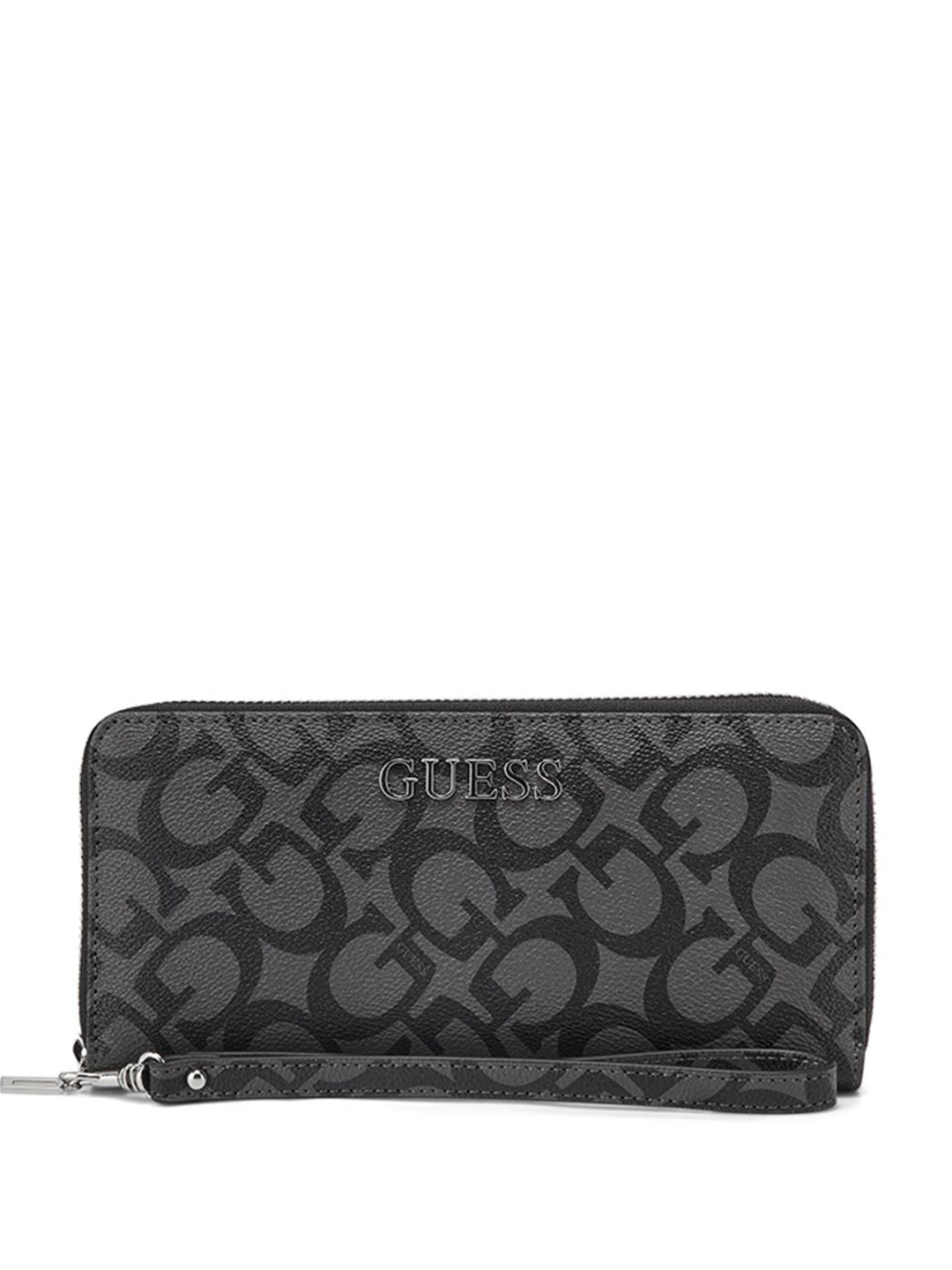 

GUESS Women Printed Zip Around Wallet, Charcoal