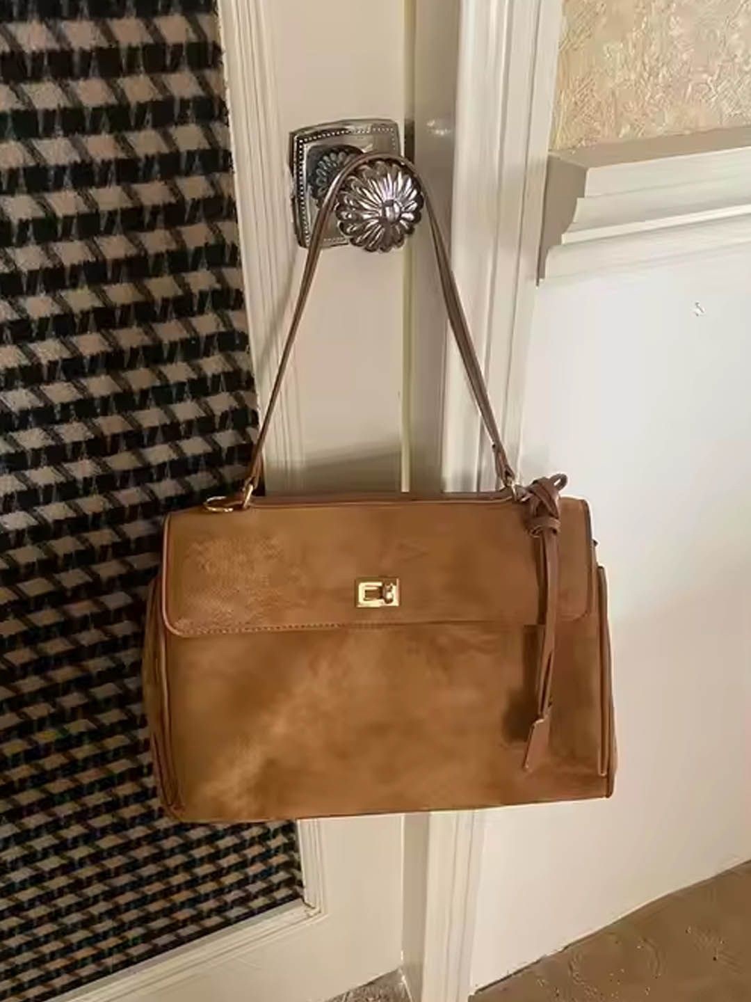 

StyleCast Structured Handheld Bag with Tasselled, Brown