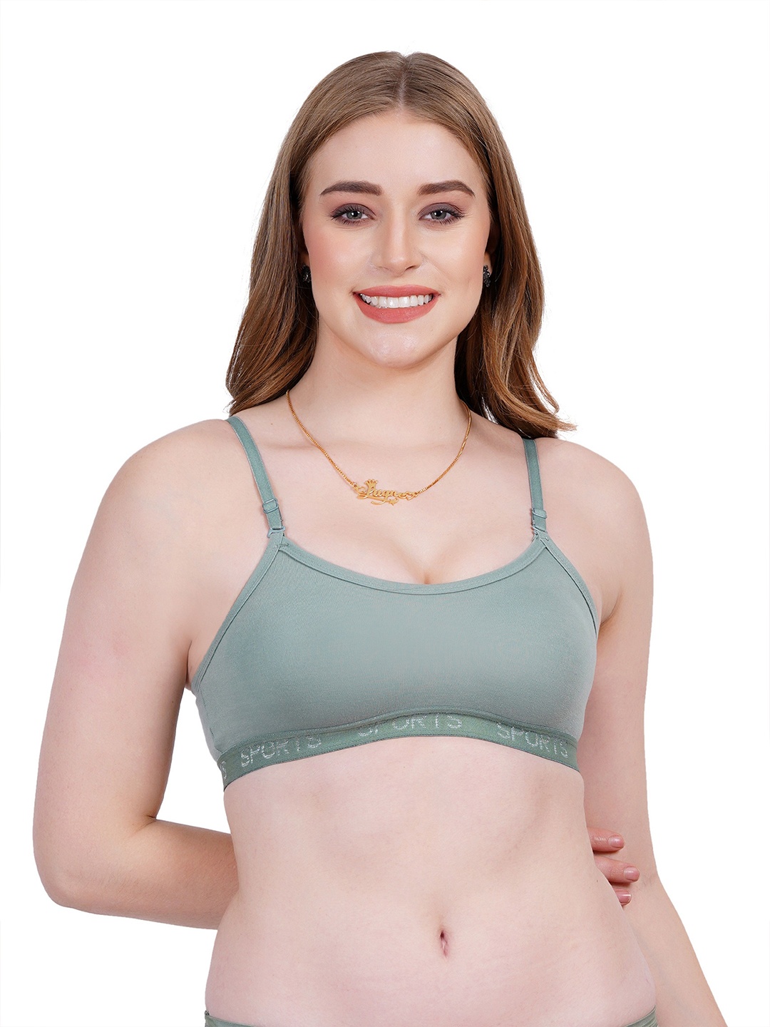 

Liigne Women T-shirt Cut and Sew Full Coverage Bra, Green