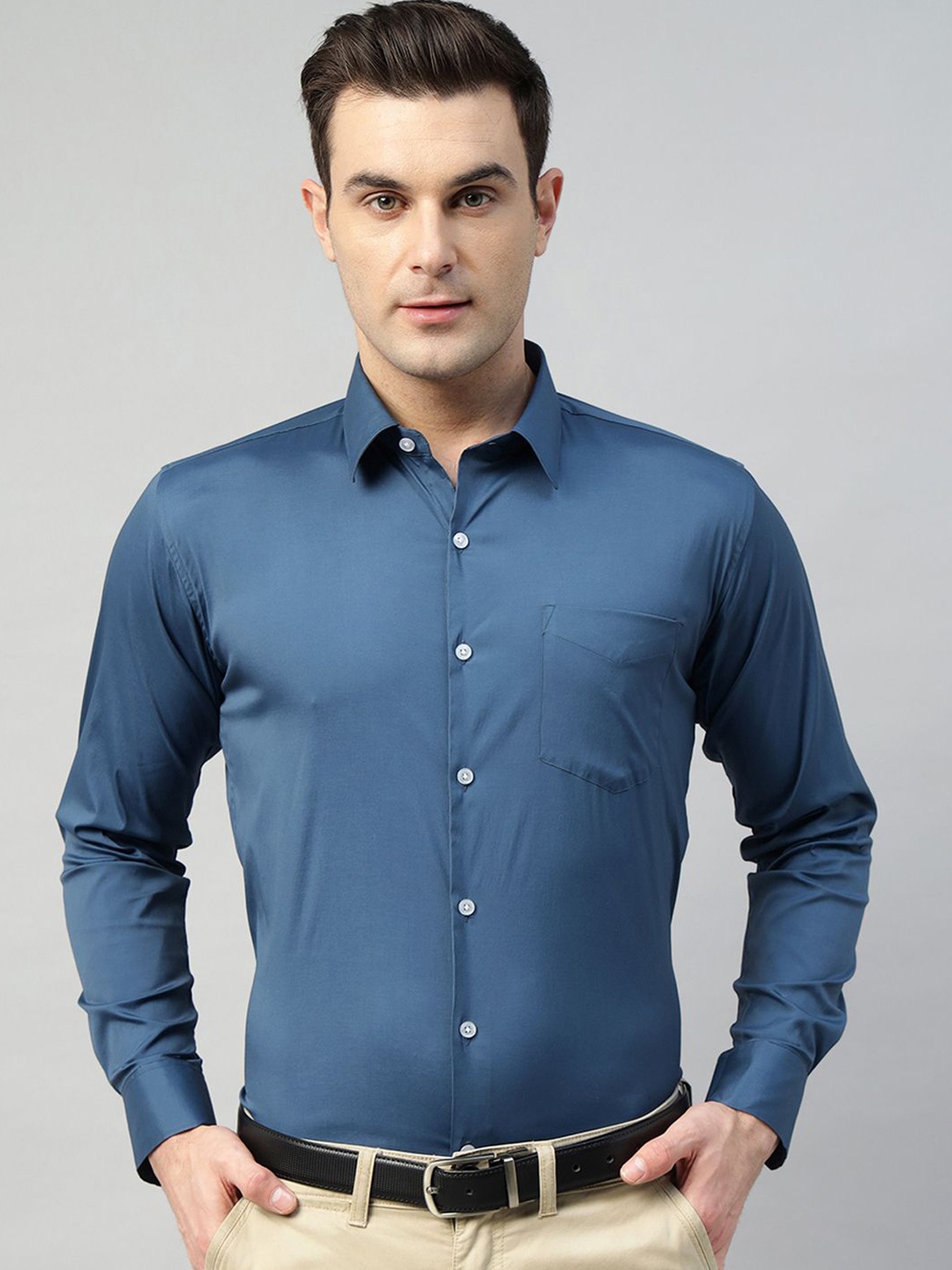 

Hancock Stretchable Slim Fit Formal Shirt, Blue