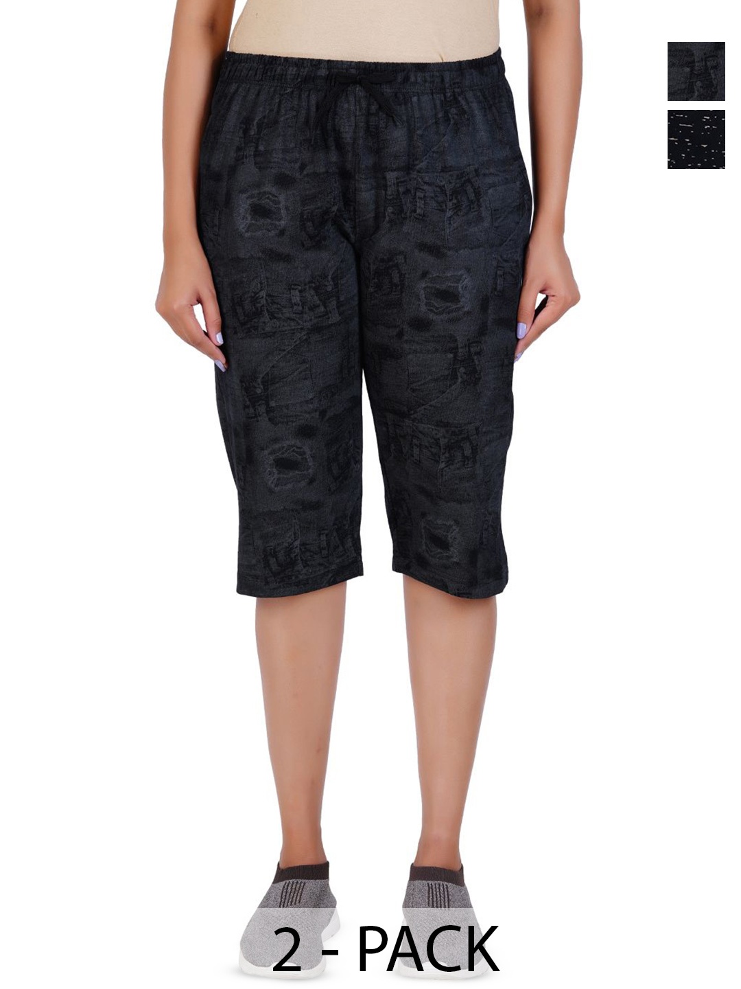 

GUIDE Women Printed Capris, Black