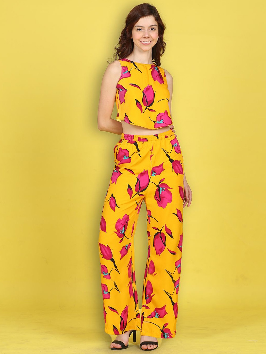 

Cutiekins Girls Printed Top with Palazzos, Mustard