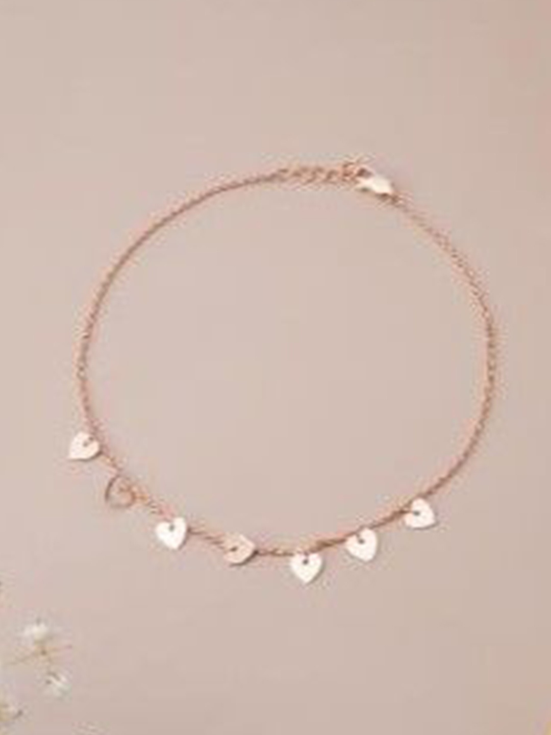

LIORA 925 Silver Jewellery Sterling Silver Rose Gold-Plated Heart charms anklet