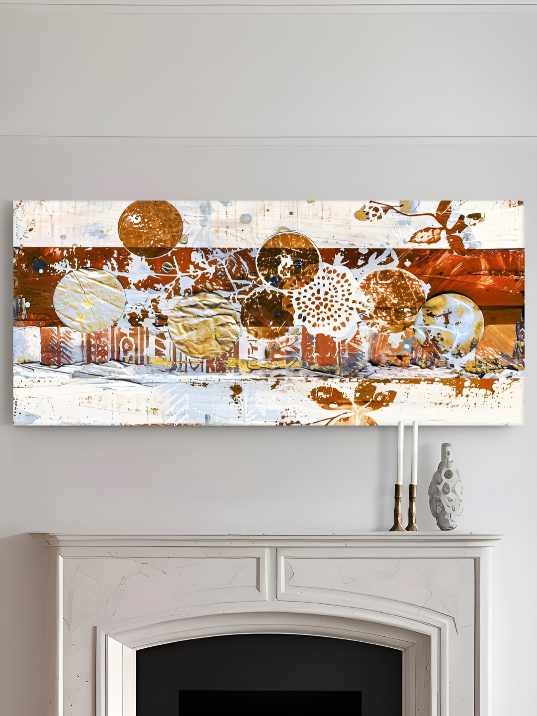 

Art Street Gold-Toned & White 1 Piece Canvas Abstract Wall Paintings