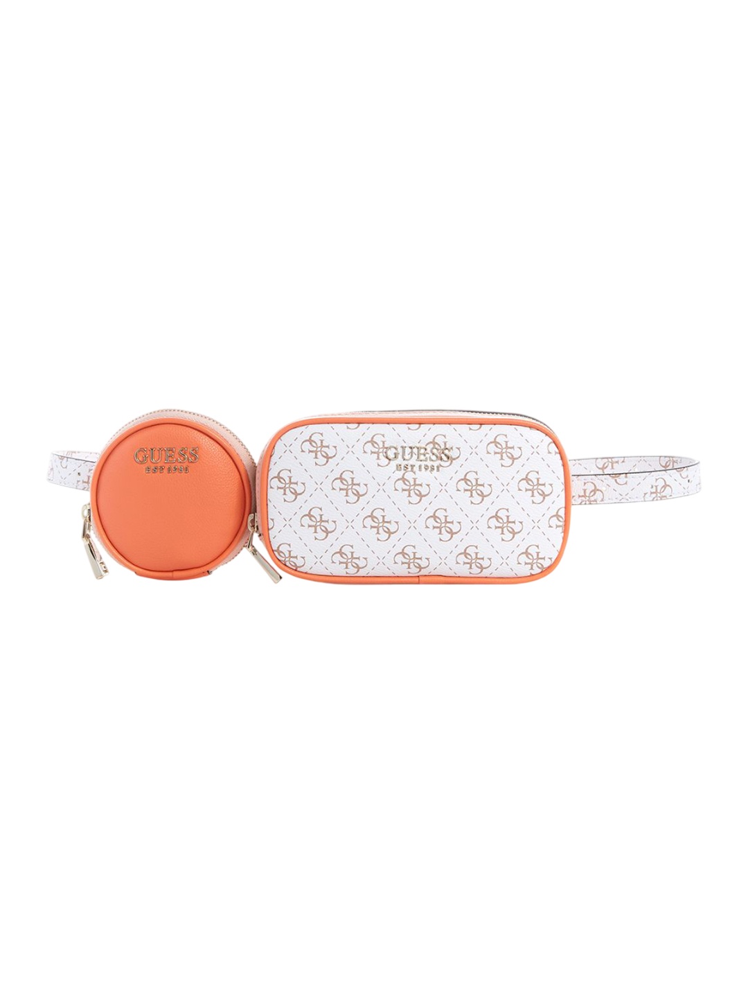 

GUESS Enrica Printed Waist Bag With Attached Pouch, White