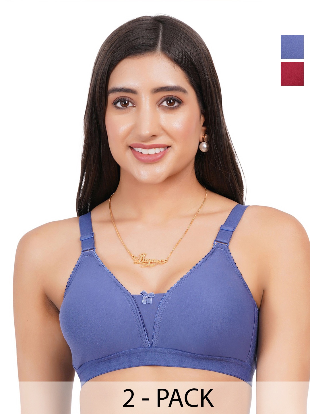 

Liigne Women Pack Of 2 Full Coverage T-shirt Bra, Blue