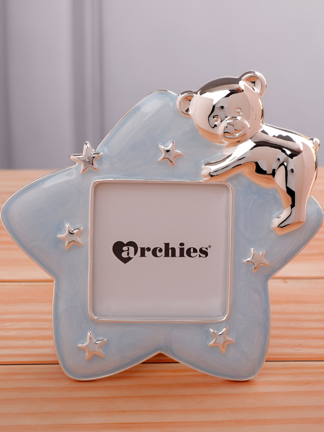 

Archies Twinkle Blue & Silver-Toned Bear Textured Metal Table Photo Frame