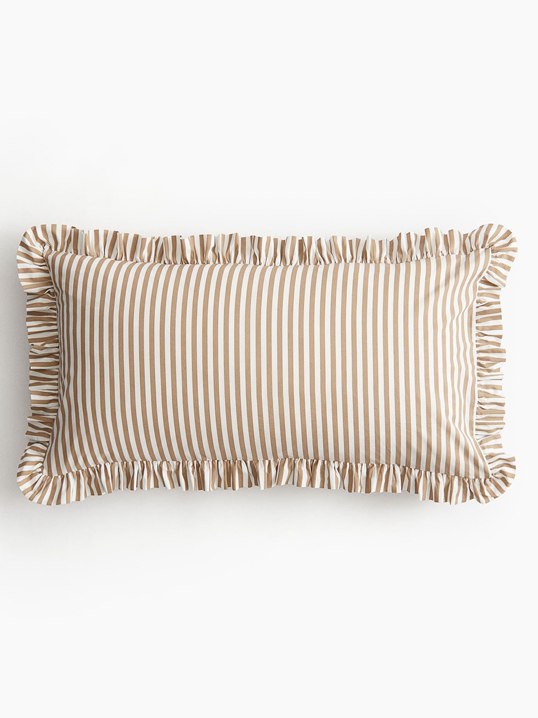 

H&M Frill-Trimmed Cotton Cushion Cover, Brown