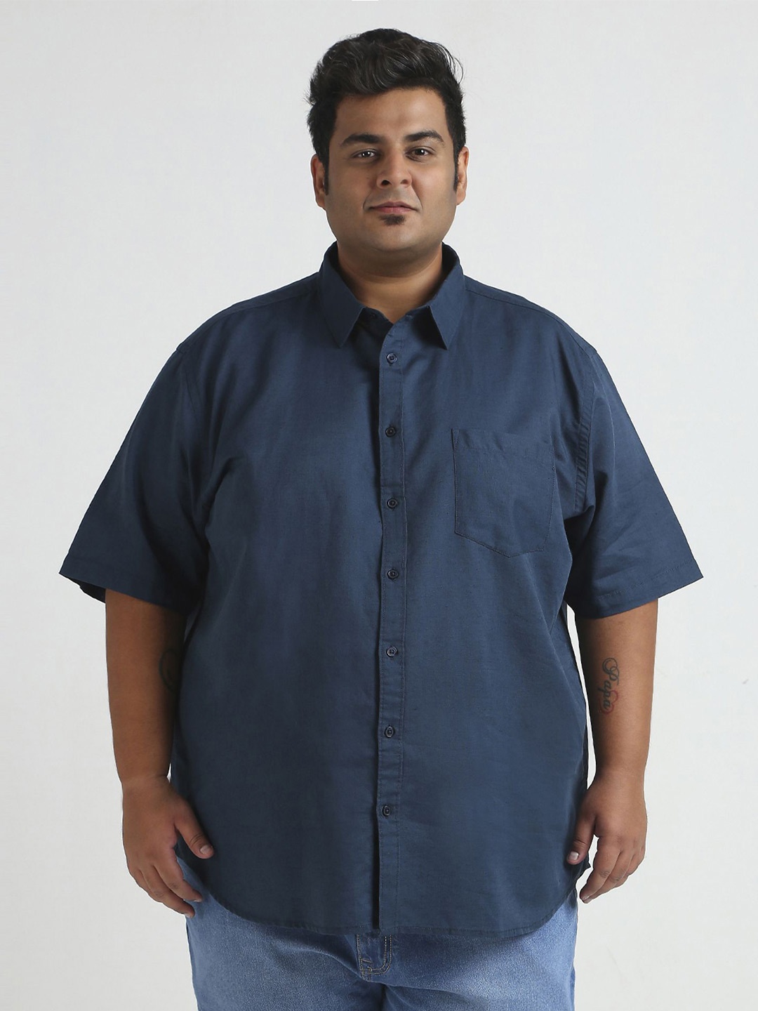 

Sizeupp Men Plus Size Standard Oversized Fit Spread Collar Solid Cotton Casual Shirt, Teal