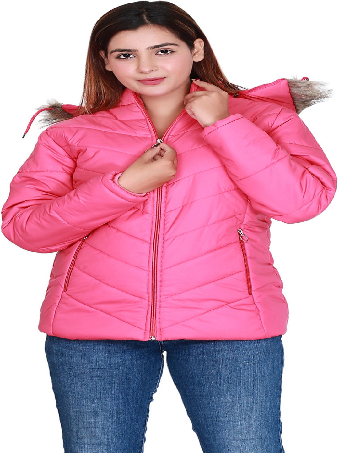 

SCOLLER Women Hooded Solid Casual Parka Jacket, Pink