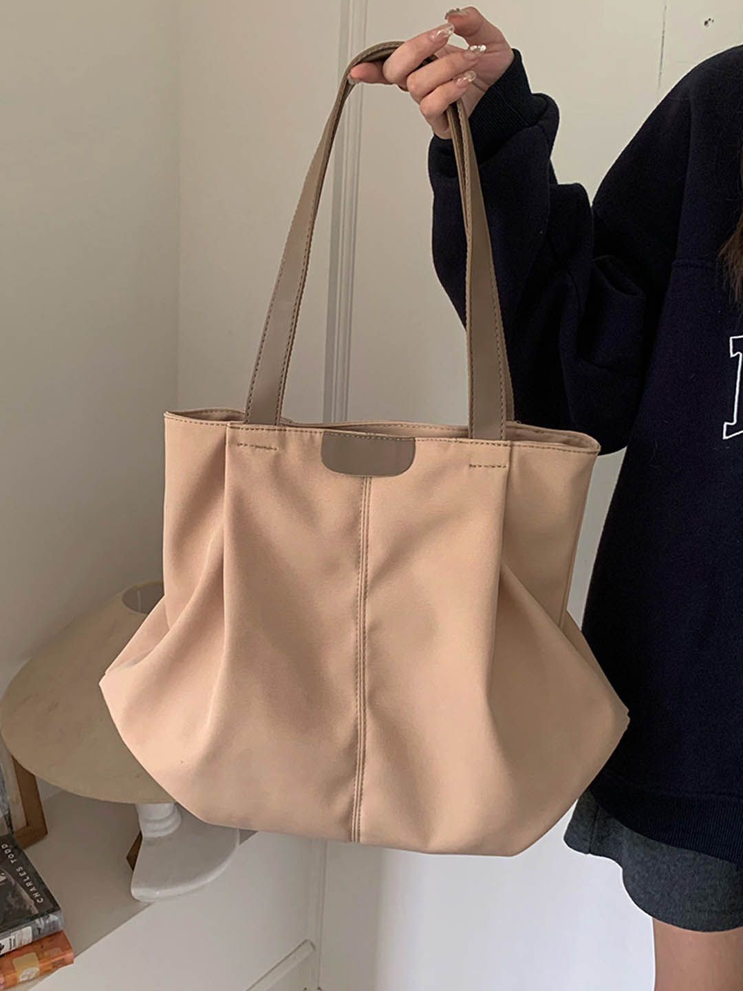 

StyleCast Shopper Tote Bag with Tasselled, Off white