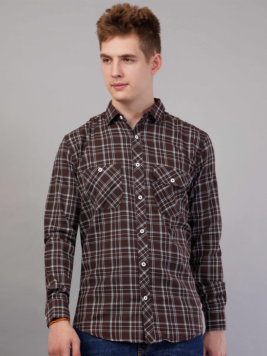 

Binioz Men Classic Shirt, Brown