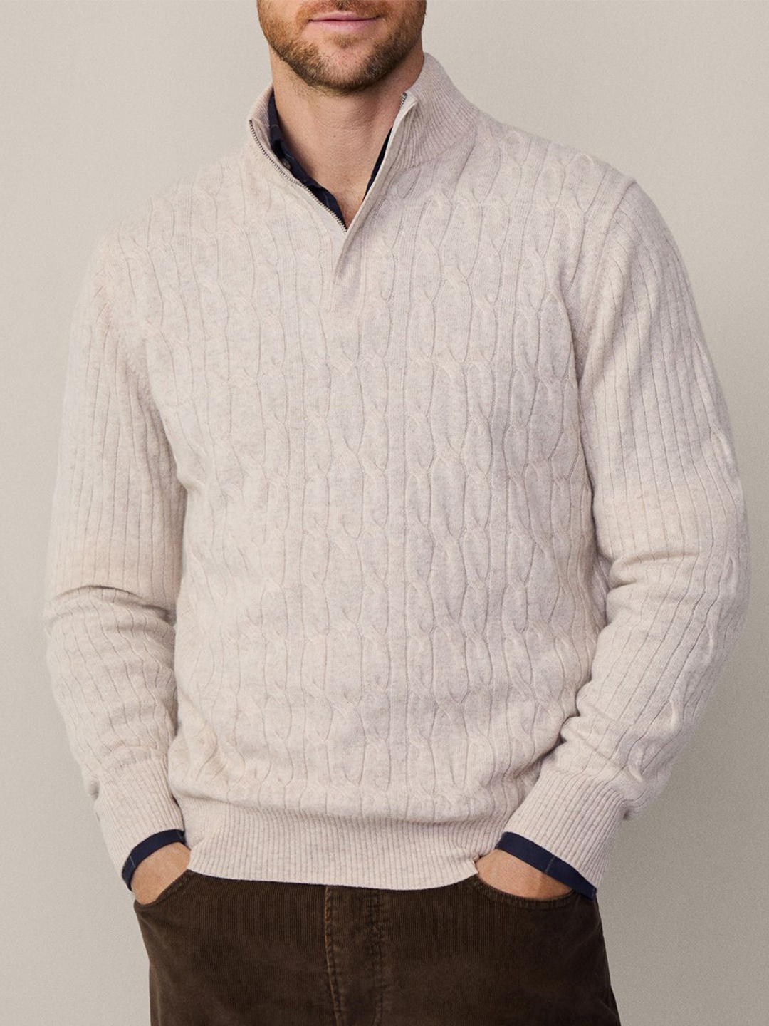 

HACKETT LONDON Men Woollen Pullover, Beige