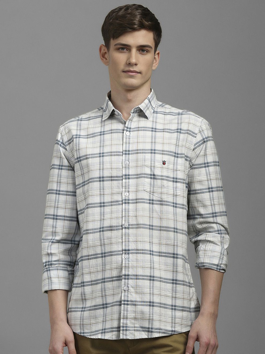 

Louis Philippe Sport Men Tartan Checked Pure Cotton Casual Shirt, White