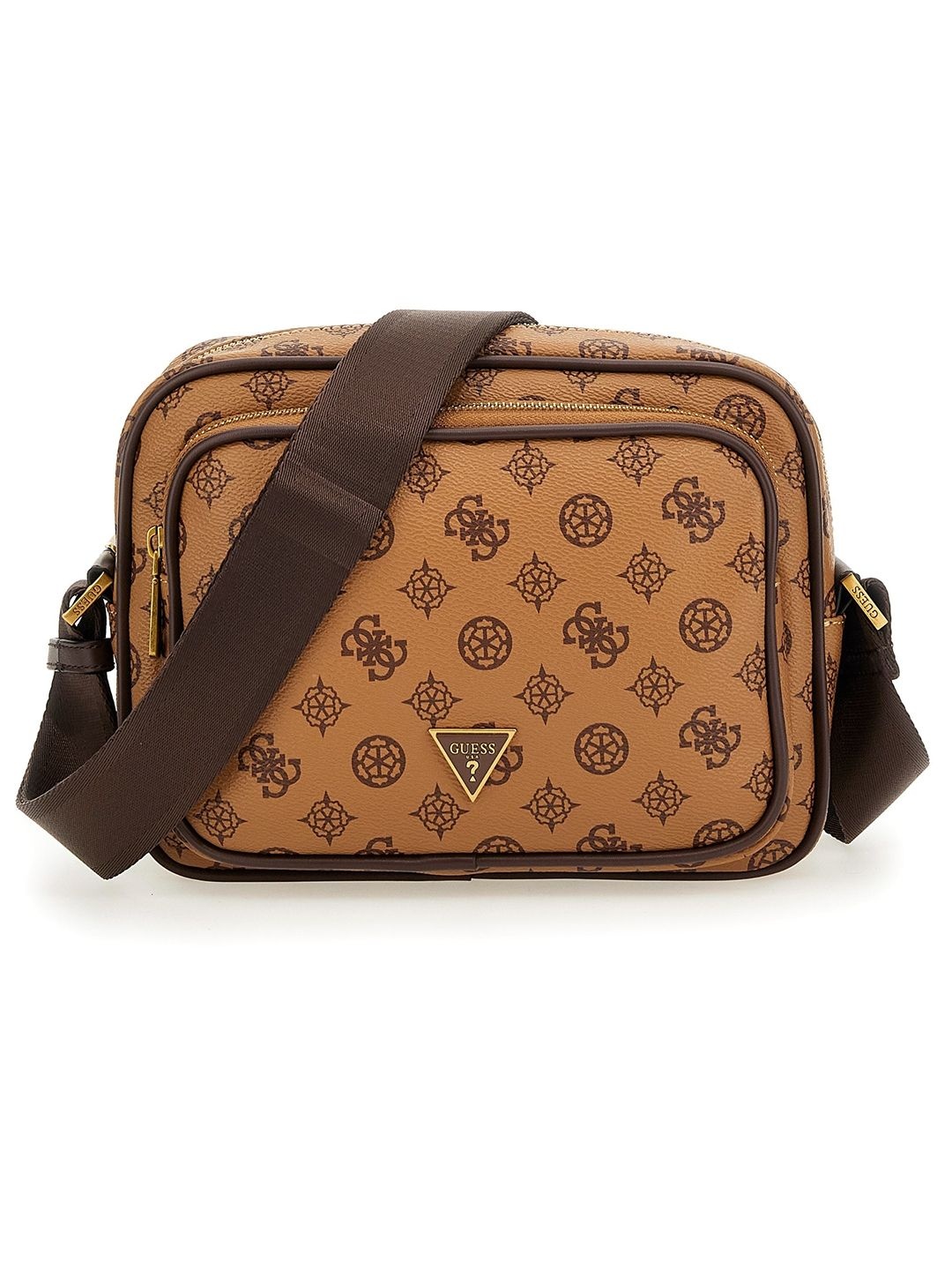 

GUESS Men Geometric Printed Structured Shoulder Bag, Brown