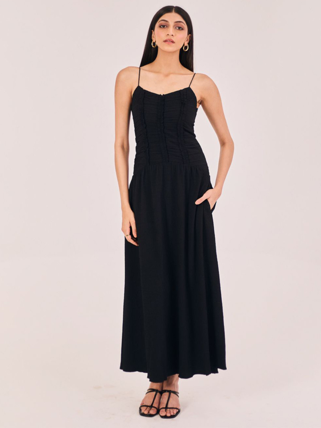 

Urban Suburban Women Fit & Flare Midi Dress, Black