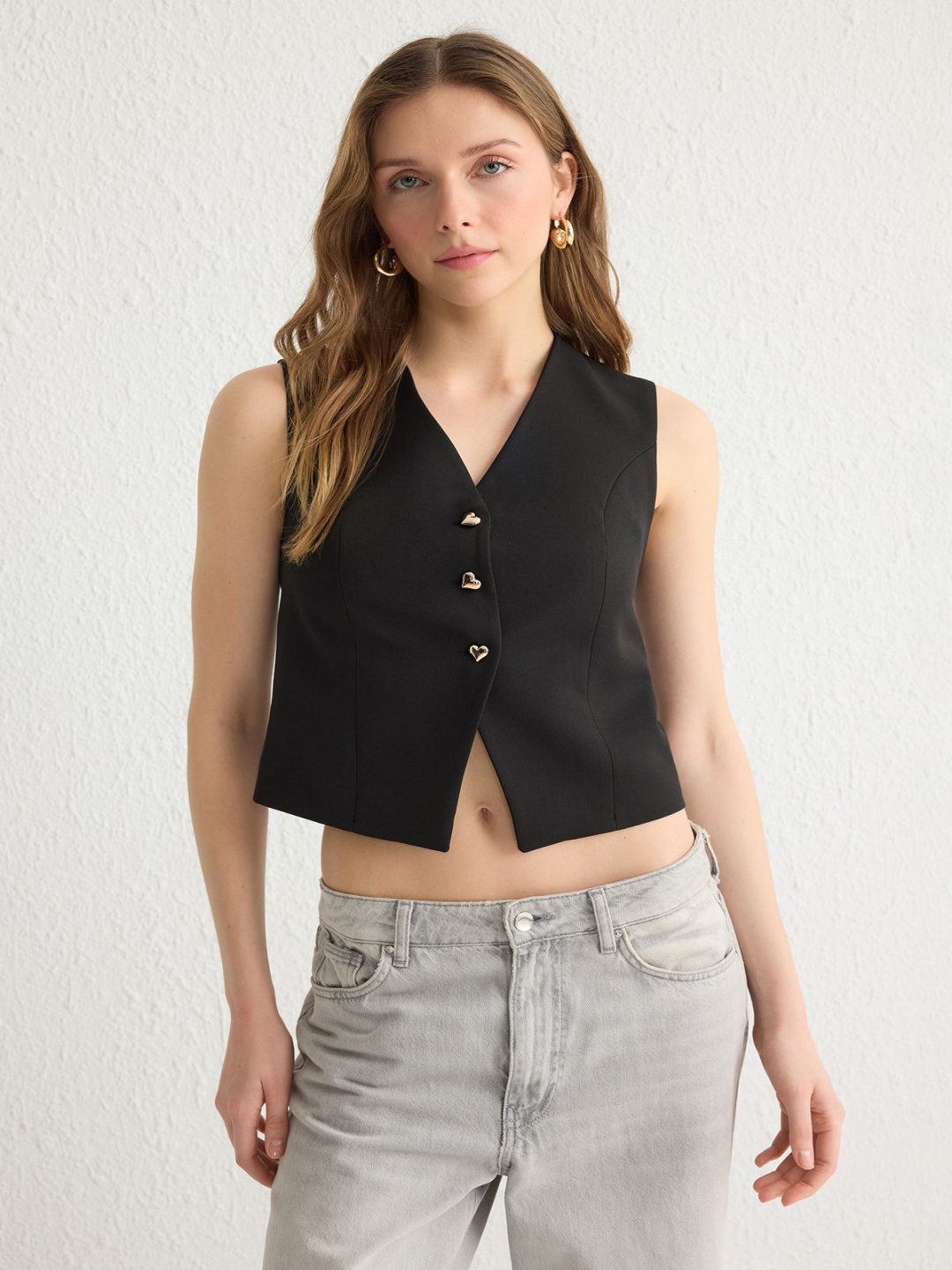 

Trendyol V-Neck Woven Waistcoat, Black
