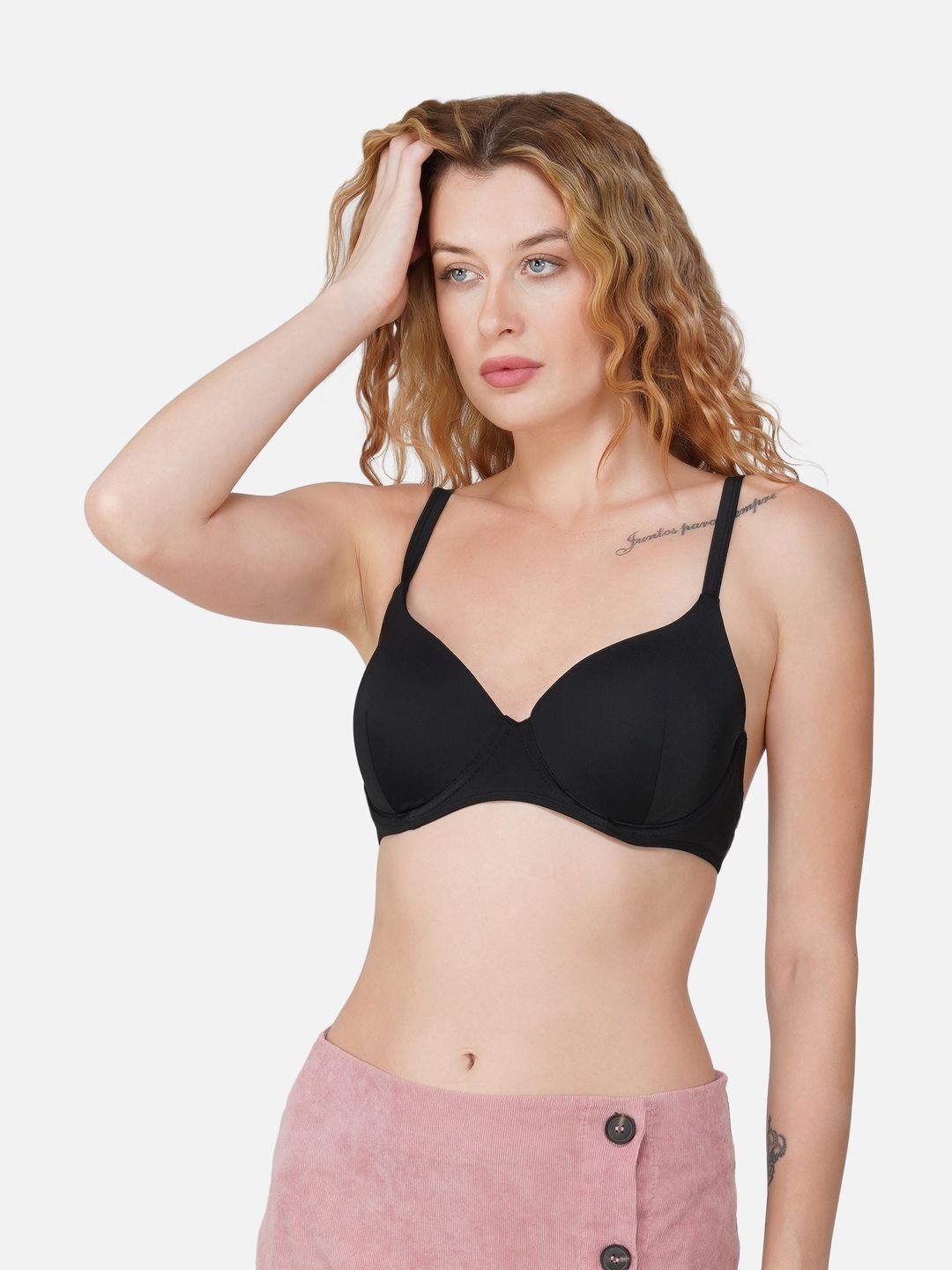 

Carlton London Full Coverage Lightly Padded Cut and Sew Bra With Anti Odour Technology, Black