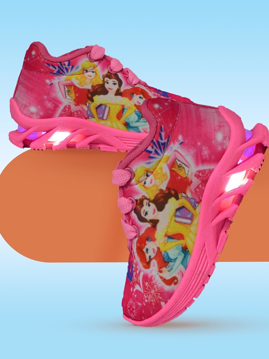 

BUNNIES Girls Disney Princess Printed LED Sneakers, Pink