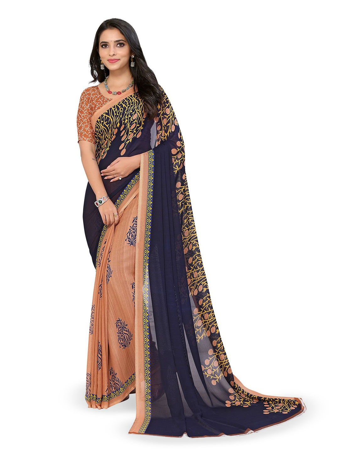 

Moda Rapido Ethnic Motifs Printed Saree, Blue