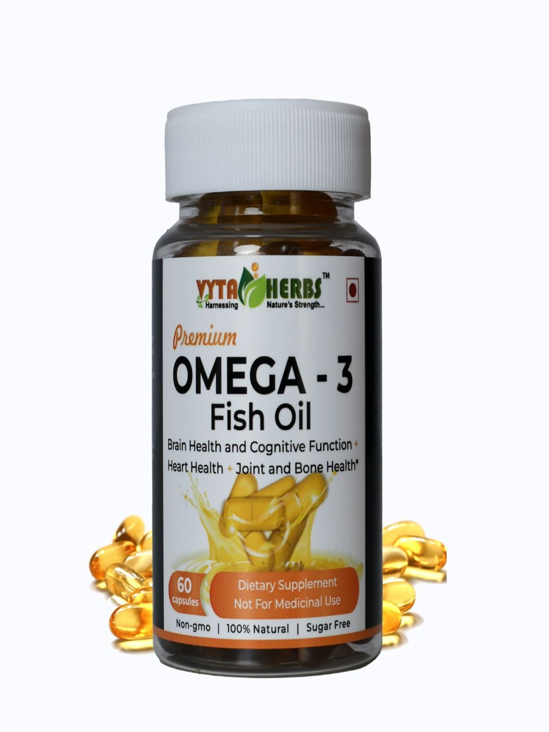 

Vyta Herbs Omega-3 2000mg Fish Oil Capsules - 60 Softgel Capsules, Gold