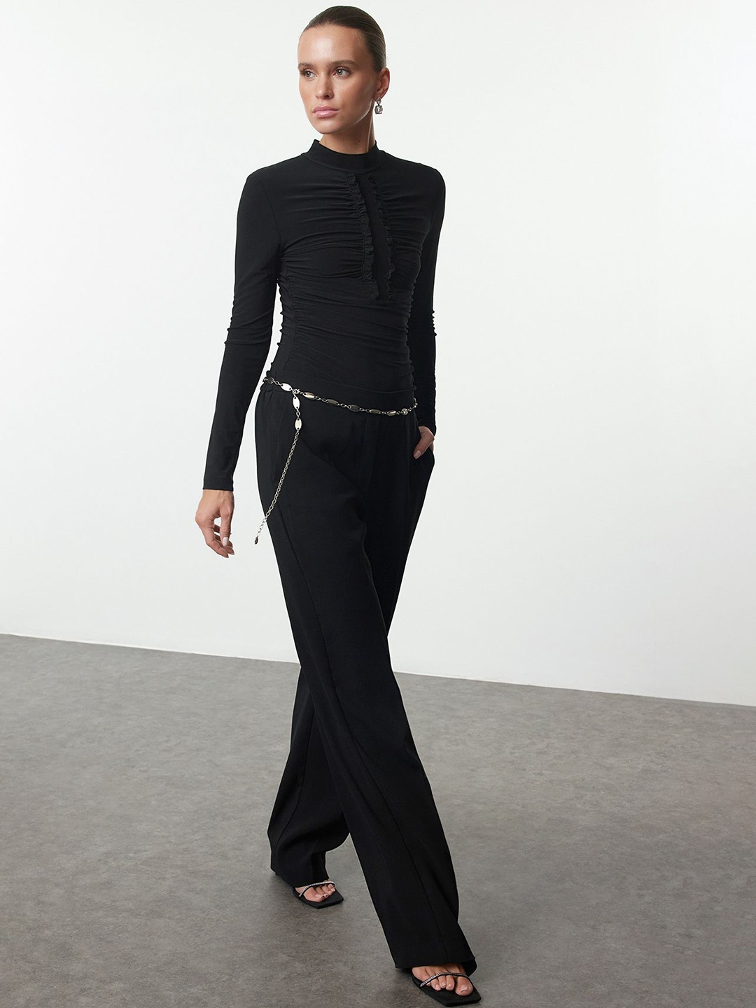 

Trendyol High Neck Long Sleeves Bodysuit, Black