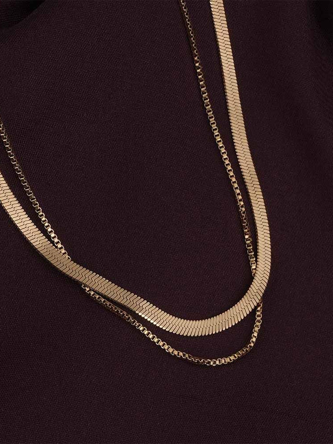 

PALMONAS 18KT Gold-Plated Stainless Steel Double Chain Delight Layered Necklace