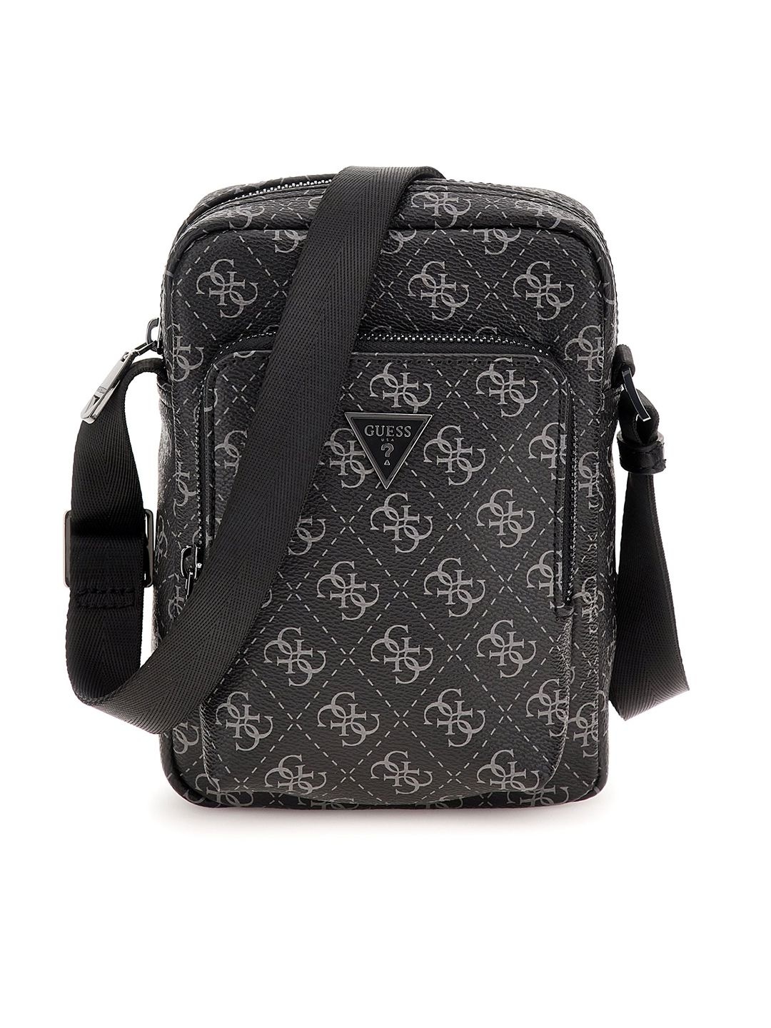 

GUESS Men Geometric Printed Structured Shoulder Bag, Black