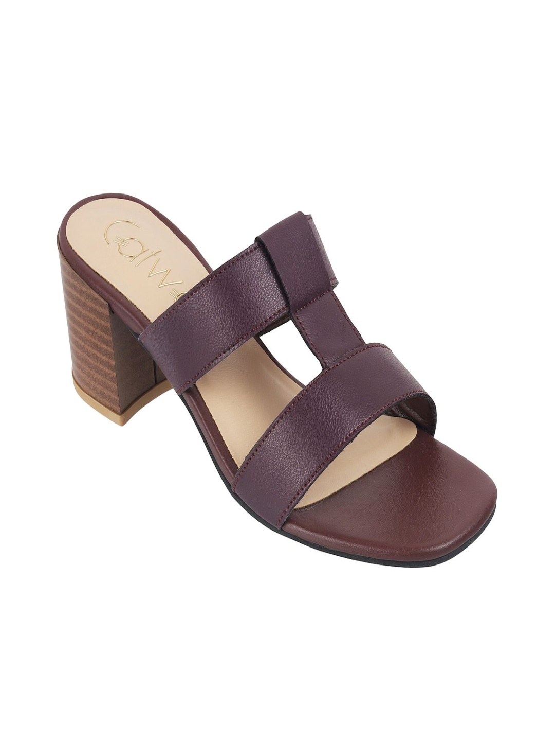 

Catwalk Colourblocked Block Sandals with Buckles, Brown
