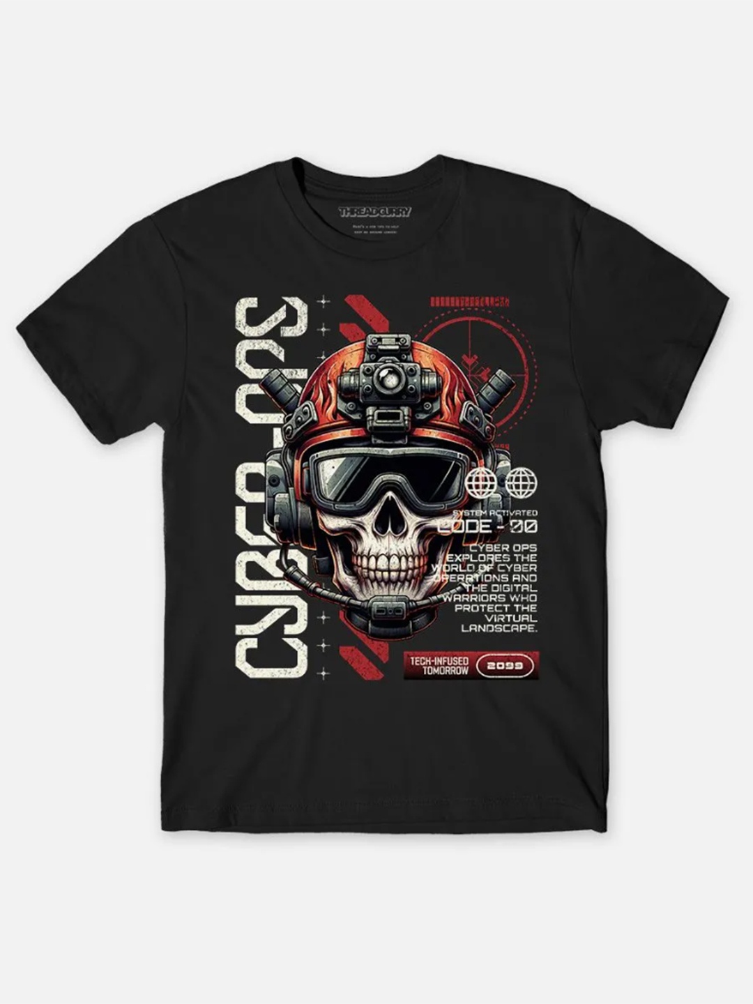 

THREADCURRY Boys Graphic Printed Round Neck Cotton T-shirt, Black