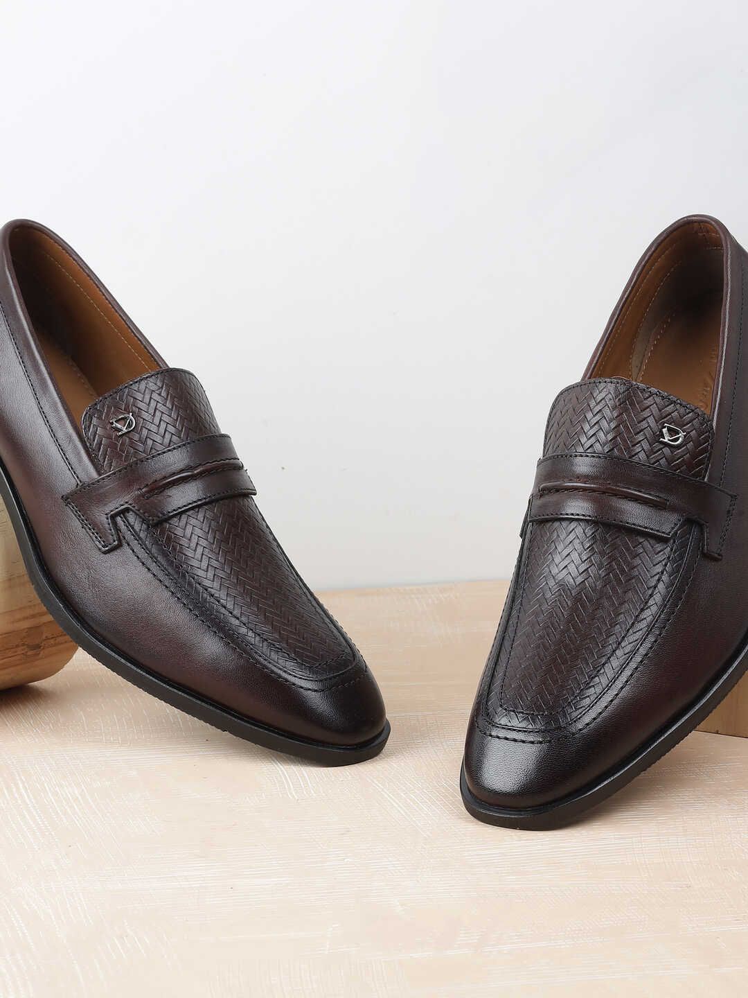 

DAVINCHI Men Leather Slip-On Shoes Formal Shoes, Brown