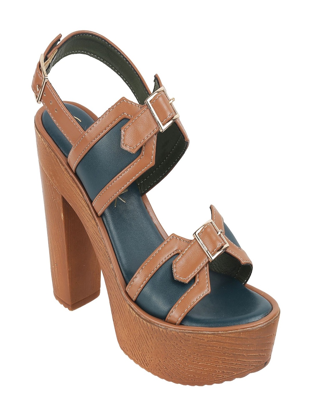 

Catwalk Platform Sandals with Buckles, Turquoise blue