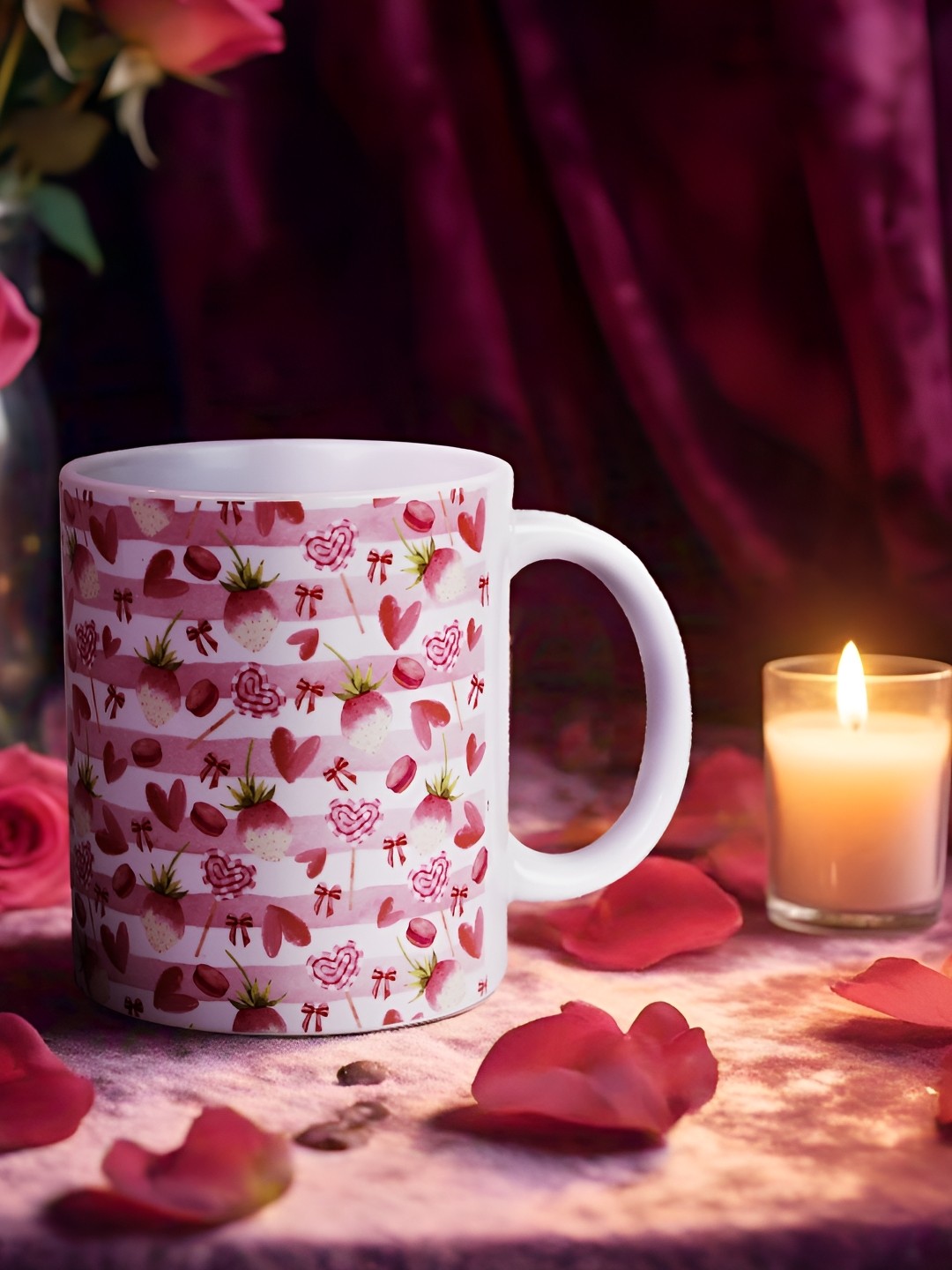 

KOLOROBIA White & Red Love Spell Printed Ceramic Mug-325 ml
